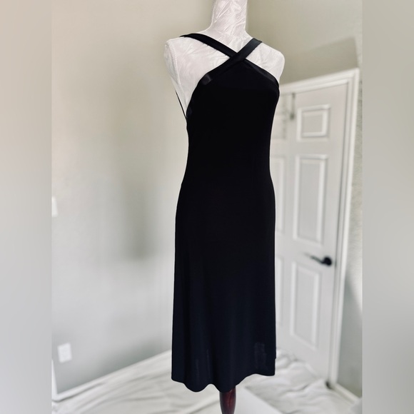 Jones New York Black Cross-Strap Midi Dress Low Back Formal Cocktail Date Night - Picture 10 of 11